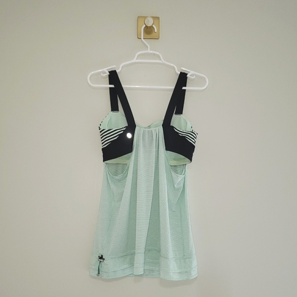 Lululemon Athletica Run Back On Track Tank Top Women 10 Mint Moment Black Stripe - Picture 6 of 14